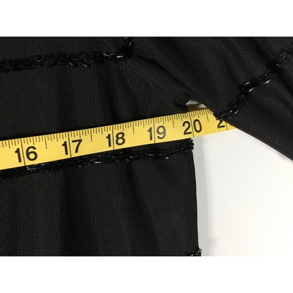 Calvin Klein Womens Large Black Poly Mesh Beaded Line Open Front Coat Cardigan - Picture 10 of 13